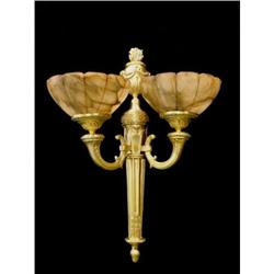 A pair of casted bronze and alabaster sconces #953275