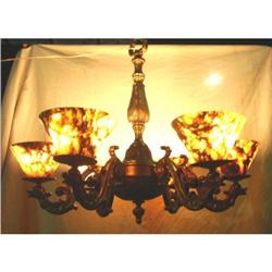 All casted bronze and alabaster chandelier #953282