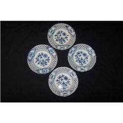 4 Meissen Blue Onion Reticulated Plates #953376