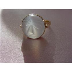 Art Deco 14K  Carved  Moonstone Ring #964790
