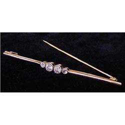 Edwardian Platinum on Gold Diamond Bar Pin #964797