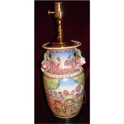 C1920 FOX HUNT SCENE VASE CONVERTED INTO LAMP #965001