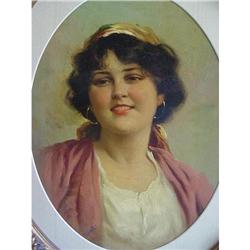 Beautiful Peasant Woman Oil by Guittet #965148