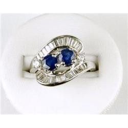 ANTIQUE  PLATINUM Ring SAPPHIRES  DIAMONDS #965382