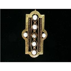 ANTIQUE LAVALIER  PENDANT PEARLS DIAMONDS #965383