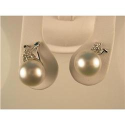18K Earrings SOUTH SEA PEARL  w DIAMONDS #965387