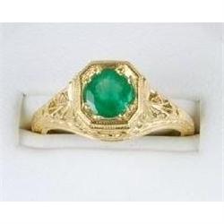 Antique 14K Ring EMERALD .70 CARATS! #965390