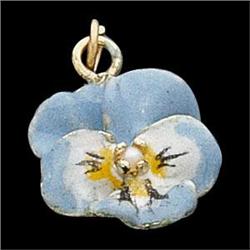 14k Gold Pendant  PANSY Flower w Enamel #965412