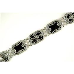 ANTIQUE BRACELET  Black Onyx Diamond 8 inch #965424
