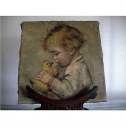 OIL Painting of child with chicken #965553