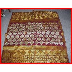East Indian Red/Gold Textile Wedding Sari Cloth #965580