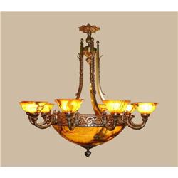 Alabaster stone and casted bronze chandelier #965705