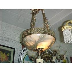 Casted bronze and alabaster stone pendant #965706