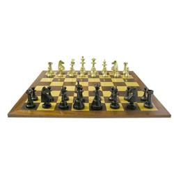 Casted bronze and wooden board  chess game #965710