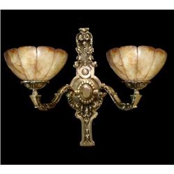A pair of bronze and alabaster sconces #965715