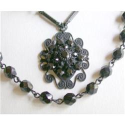 Necklace, Bib style, Black #968885