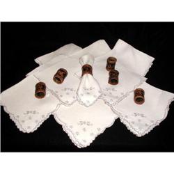 Belgian Linen Napkins Wooden Rings Inlaid #969258
