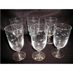 Etched Crystal Water Goblets C.1930 #969261