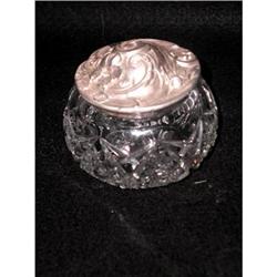Victorian  Powder Jar Pewter Glass #969263