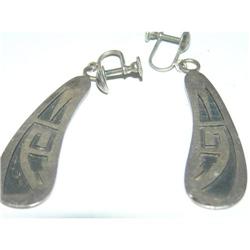 S.W. AM. INDIAN Hopi SIVLER Earrings  #969296