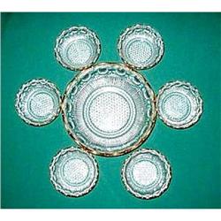 Manhattan or Bullseye Pattern Glass Berry Set #969619