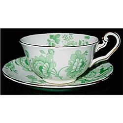 Victoria Mandarin Green Cup and Saucer Chintz #969635