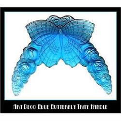 2 CZECH DECO VANITY TRAY BLUE BUTTERFLY HANDLES #969662