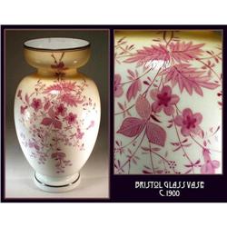 BEAUTIFUL ANTIQUE BRISTOL GLASS VASE GL10 / #969783