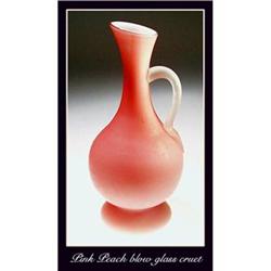 ANTIQUE PINK PEACH BLOW GLASS CRUET / GL027 #969785