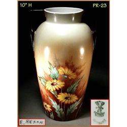 SIGNED HAND PAINTED FLORAL VASE 1900-20 / PR023 #969818