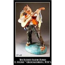 CZECH POTTERY LARGE GUITAR PLAYER D. URBACH #969824