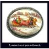 Image 1 : RUSSIAN HAND PAINTED FEDOSKINO TROIKA BROOCH #970021