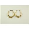 Image 1 : 14K GOLD HOOP EARRINGS w HEART #970046