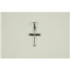 Image 1 : 14k WHITE Gold CROSS Pendant w Chain #970062
