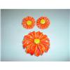 Image 1 : Orange Enamel Flower Brooch and Earing Set #970130