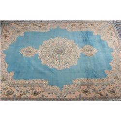 Unusual Blue Kerman Carpet. Radiant Color #970372