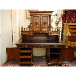 Exceptional Highly Carved Antique Oak Desk with #970380