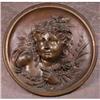 BRONZE Relief Medallion Lady w/Flowers ANTIQUE #970913