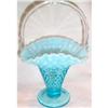 Fenton Blue Hobnail Handled Basket #971200