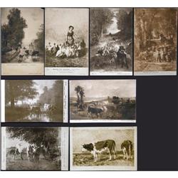  Eight Antique Postcards of C. Troyon Paintings #971533