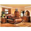 Image 1 : Fine 5 PC Cherry Finish Leather Bed Room Suite #971804