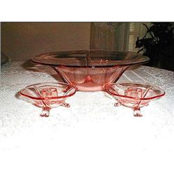 FOSTORIA 3 FTD. PINK BOWL WITH MATCHING #971913
