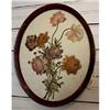 Image 1 : Print Floral Framed Wood Grained Oval Early #971998