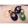 Image 1 : Earrings Lapis Green Pink Stone Drops Gold Tone #972027