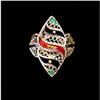 Image 1 : Estate  Enamel Yellow Gold Moroccan Ring  #972230