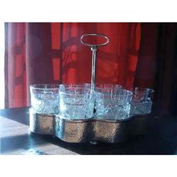 Silver Carrier with glasses (6) Lemonade Server #972580
