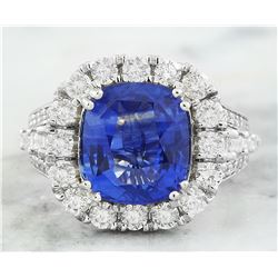 6.88 CTW Sapphire 14K White Gold Diamond Ring