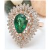 Image 2 : 4.68 CTW Natural Emerald 18K Solid Rose Gold Diamond Ring