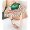 Image 5 : 4.68 CTW Natural Emerald 18K Solid Rose Gold Diamond Ring