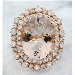 11.22 CTW Morganite 14K Rose Gold Diamond Ring